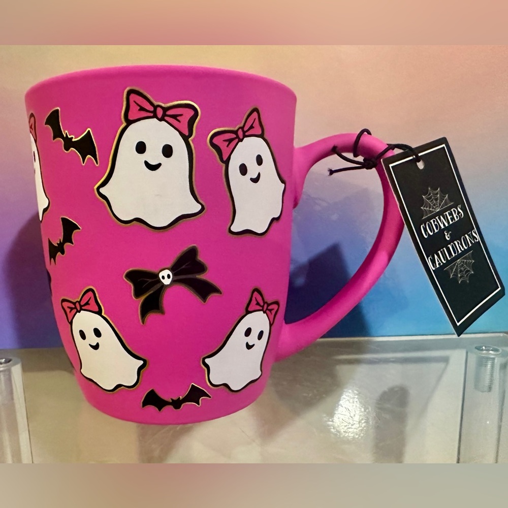 Pink Ghost and Bat Mug